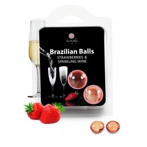 Olej masážny BRAZILIAN 2 BALLS SET strawberry and champagne