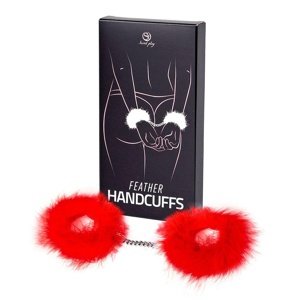 Putá páperové SECRET HANDCUFFS red marabou