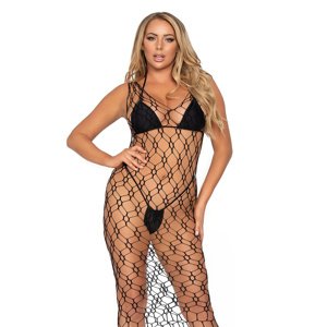 Šaty Leg Avenue Hexi Net maxi čierne