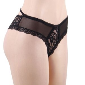 Nohavičky QUEEN LINGERIE Floral čierne S-M