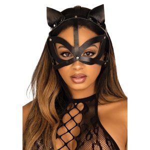 Maska Leg Avenue Vegan leather studded catmask čierna