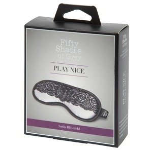 Fifty Shades of Grey Play Nice - saténová maska na oči (čierno-strieborná)