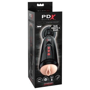 PDX Elite Dirty Talk - vibračný masturbátor na batérie (čierna)