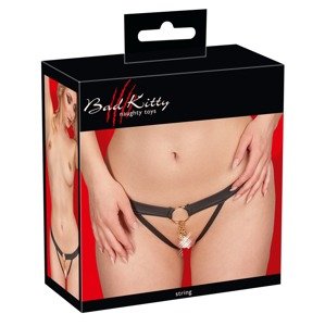 Bad Kitty - dámske nohavičky s retiazkou a krúžkom (čierne)L/XL