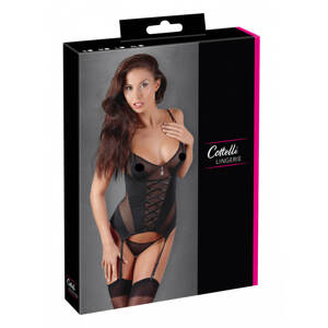 Cottelli Collection Lingerie - Basque - čierny korzet s predným viazanímL