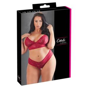 Cottelli Plus Size - Soft Lace Bra Set (Red)XL