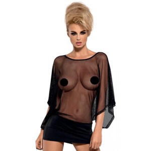 Obsessive Punker – priehľadné minišaty s tangami (čierne)L/XL