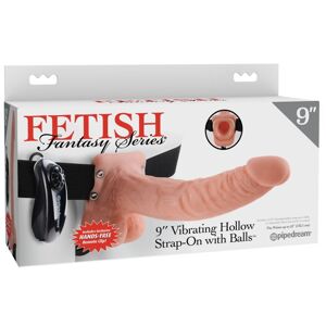 Fetish Fantasy 9" Vibrating Hollow Strap-On with Balls