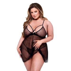 Baci Lingerie Queen Size - Lace & Mesh košieľka - čierna