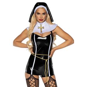 Leg Avenue Vinyl Sinful Sister Romper, sexy kostým mníšky S